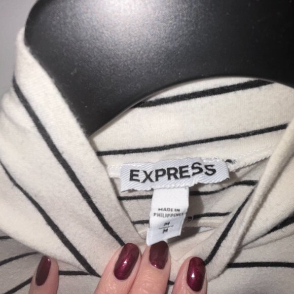 Express Mock Neck Striped Tank Top with Open Back Keyhole, Size M - Picture 2 of 3